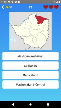 Zimbabwe: Regions & Provinces Map Quiz Game Screen Shot 1