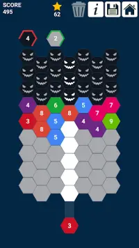 ataque hexagonal: atirar e mesclar números Screen Shot 2