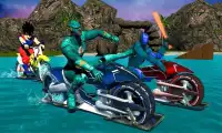 Super Heroes Downhill Water Bike Racing Rider Screen Shot 1