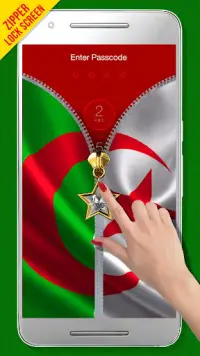 Algeria Flag Zipper LockScreen Screen Shot 0