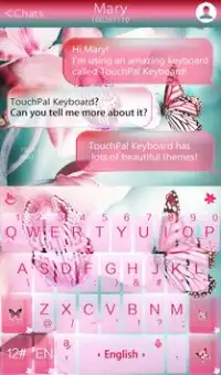 TouchPal Тема Розовая бабочка Screen Shot 1