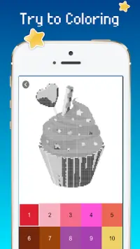 Cor dos doces pelo número: cupcake pixel art Screen Shot 2