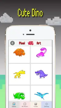 Warna Pixel Art Dinosaur: Permainan Pewarna Dino Screen Shot 1
