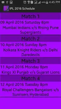 IPL 2016 Schedule Screen Shot 3