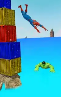 सुपरहीरो फ्लिप डाइविंग 3 डी फ्री Screen Shot 0