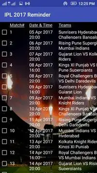 Reminder for IPL 2017 Screen Shot 1