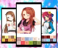 Pixel Art Manga Girls: Color by Number Screen Shot 1