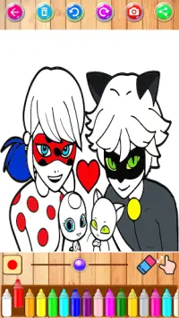lady coloring bug and cat Screen Shot 4