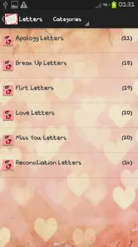 Love Letters & Romantic Quotes Screen Shot 1