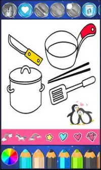 Kitchen Cooking Coloring - kids Coloring Game Screen Shot 2