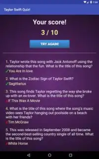 Quiz of Taylor Swift Screen Shot 14