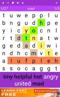 Puzzle de recherche de mots: 100 langues Screen Shot 9