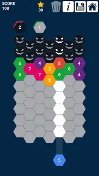 ataque hexagonal: atirar e mesclar números Screen Shot 1
