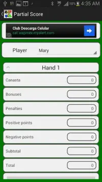 Canasta Score Screen Shot 2