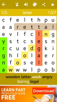 Puzzle de recherche de mots: 100 langues Screen Shot 5