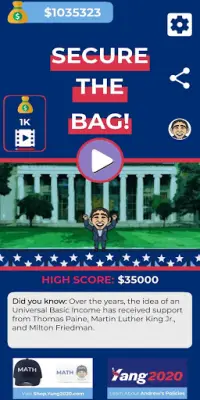 Secure The Bag! The Unofficial Game of #YangGang Screen Shot 0