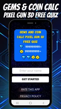 Gems and Coin Calc Pixel Gun 3d Free quiz Screen Shot 0