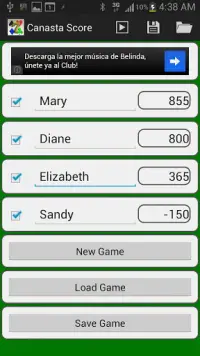 Canasta Score Screen Shot 0
