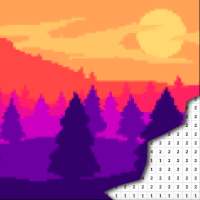 Colorear el paisaje por número - Pixel Art