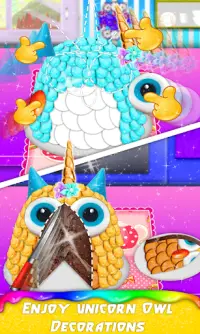 Unicorn Rainbow Owl Cake! Ultima sensazione di cot Screen Shot 4