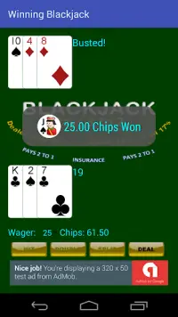 Winning Blackjack Screen Shot 4