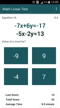 Math Linear Test Screen Shot 1