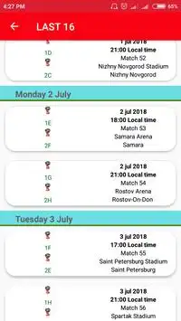 Fifa World Cup Russia 2018 Time Schedule Screen Shot 3