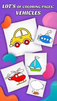 Coloring   ABC game Vehicles for Toddlers Screen Shot 3