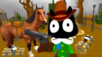 Cat Cowboy. Cartoon Neighbor Escape Screen Shot 0