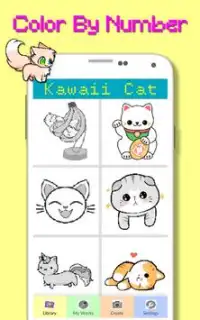 Kawaii Cat Color By Number - Pixel Art Screen Shot 3