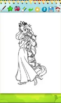 Painting Rapunzel; Coloring Book Game Screen Shot 1