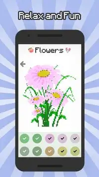 Colore per numero fiori pixel art Screen Shot 1
