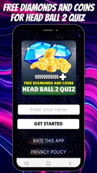 Free Diamonds and Coins Quiz for Head Ball 2 Screen Shot 0