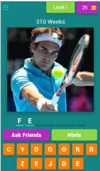 Tennis / Quiz Numéro 1 mondial Screen Shot 0