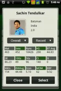 Cricket Selector Screen Shot 4