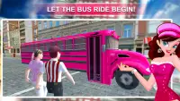 Pink Lady School Bus Driver : School Bus Simulator Screen Shot 1