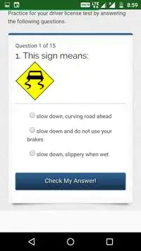 Drivers license test exam Screen Shot 0