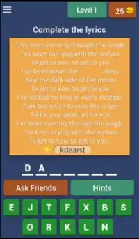 Complete The Lyrics of the Song Screen Shot 1