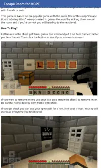 Escape Room Mystery Word for Minecraft PE Screen Shot 2