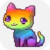 Gato arte de pixel - Color por número gatos