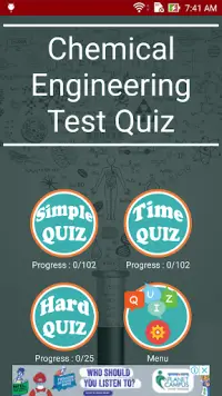 Chemical Engineering Test Quiz Screen Shot 0