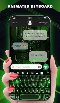 Cyber Green Wallpaper Keyboard Screen Shot 1