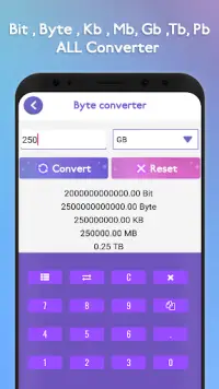 KB to MB MB to GB or GB to KB : All Byte Converter Screen Shot 2