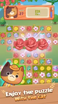 Flower Road with Cat : 3 Match Puzzle Screen Shot 0