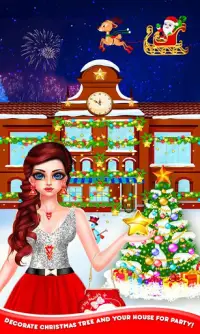 Kerstmis- Nachtviering meisje Spa & Decor-spel Screen Shot 11