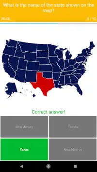 US Map Quiz - 50 States Quiz - US States Quiz Screen Shot 3