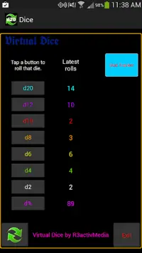 Virtual Dice D20 Screen Shot 0