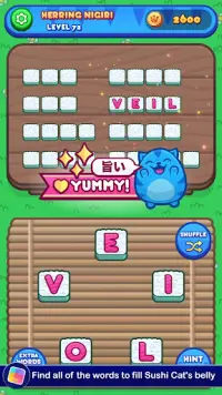 Sushi Cat Words: Addictive Word Puzzle Game Screen Shot 1