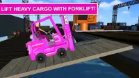 Pink Lady Car Parking forkLift: Forklift Games Screen Shot 3