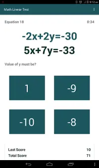 Math Linear Test Screen Shot 4